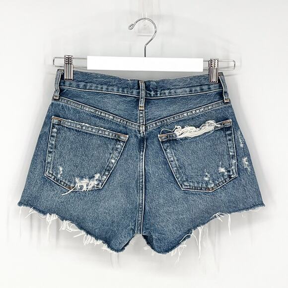AGOLDE Parker Cutoff Distressed Denim Shorts Women’s Size 23 Clutch Medium Wash - Picture 5 of 5
